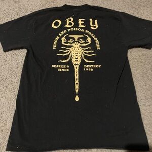 Obey Black T-Shirt with Gold Scorpion Graphic